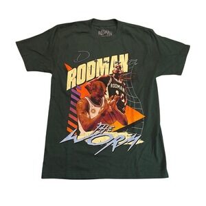 Dennis Rodman Apparel The Worm‎ Dark Green Graphic T-Shirt Mens Small NBA Retro